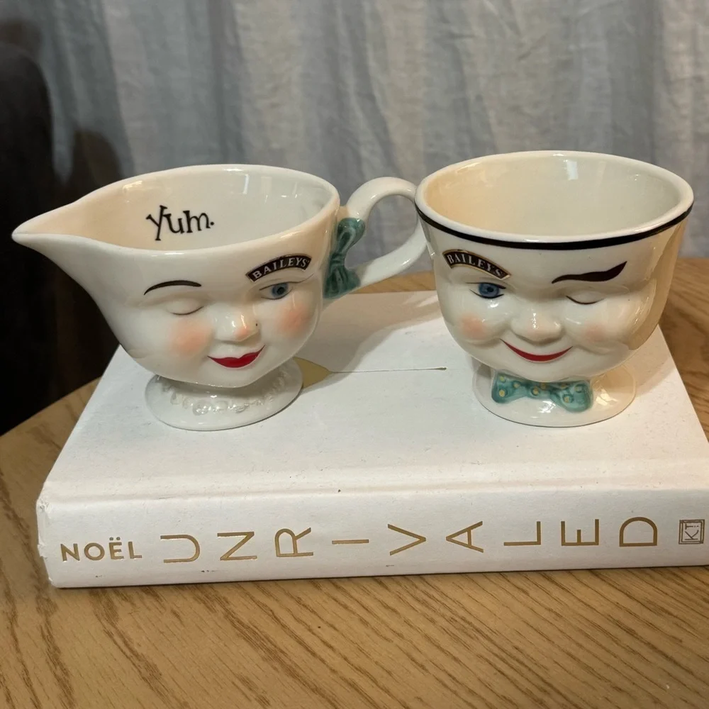 BAILEYS Vintage 90’s Creamer & Sugar Bowl Set Tea Coffee Spiked Bar Cart Liquor